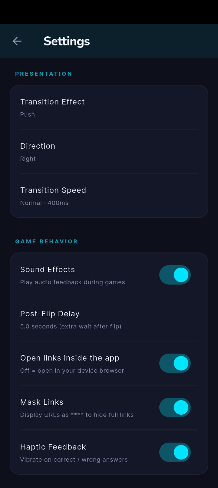 Settings & Customization
